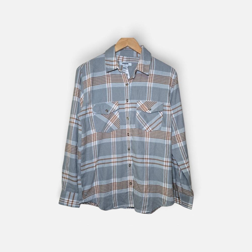 RSQ Womens Small Gray Tan Plaid Flannel Shirt NWT Long Sleeve Button Down Tillys
